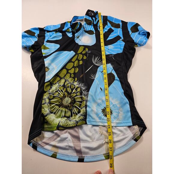 Primal women's cycling top 1/4 zip whimsical floral XXL 2X back pockets EUC - Picture 7 of 8